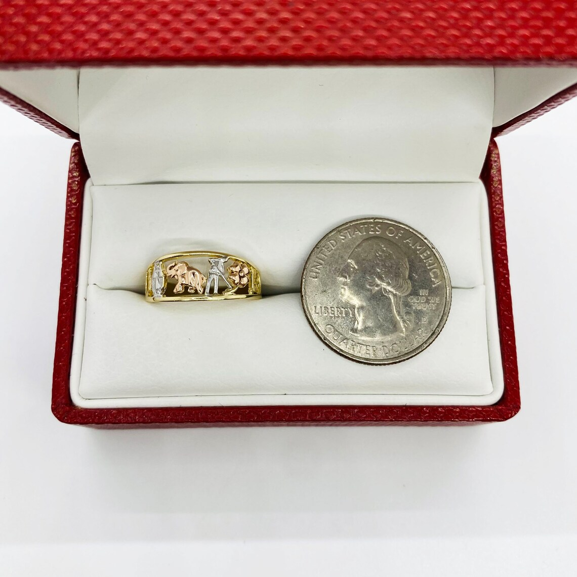 Elephant Flower Design Personalized Engraved Ring