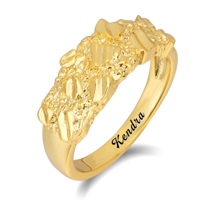 Diamond Cut Nugget Personalized Engraved Ring