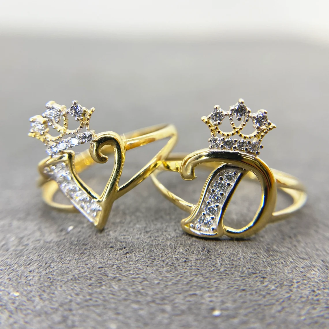 Zircon Crown Initial Personalized Letter Ring