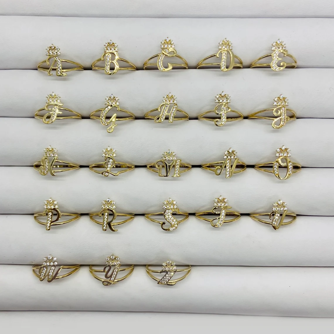 Zircon Crown Initial Personalized Letter Ring