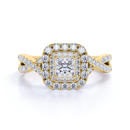 Infinity Double Halo Cluster Promise Ring Personalized Engraved Ring