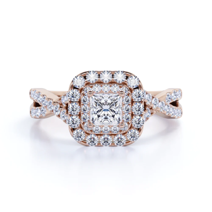 Infinity Double Halo Cluster Promise Ring Personalized Engraved Ring