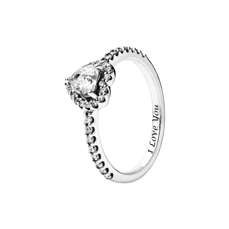 Sparkling Elevated Heart Ring Personalized Engraved Ring