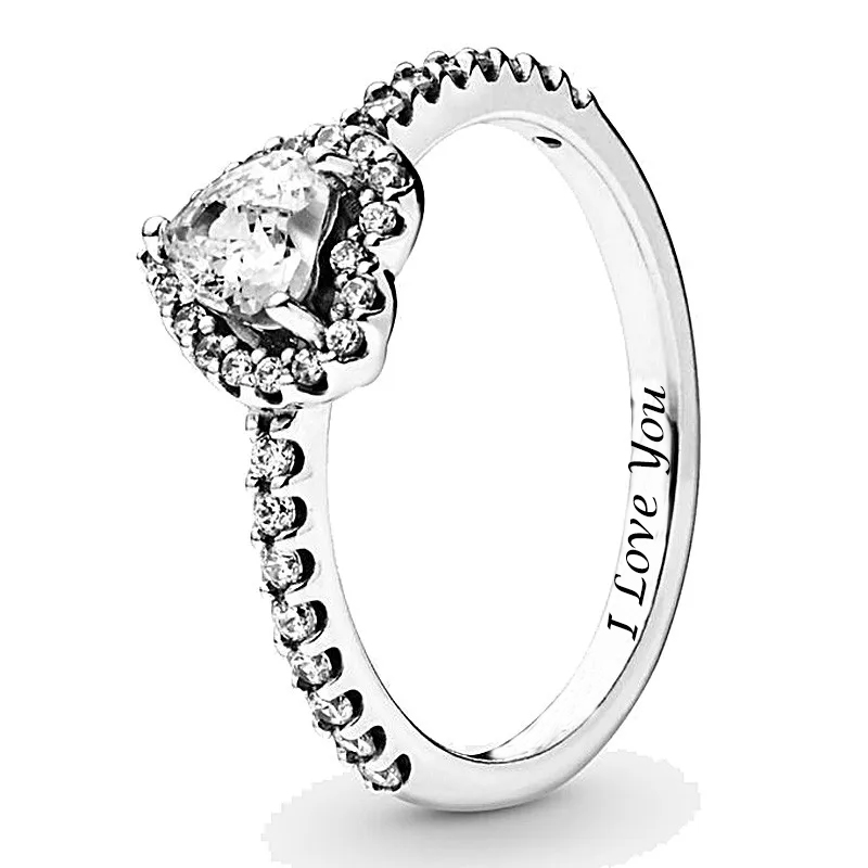 Sparkling Elevated Heart Ring Personalized Engraved Ring