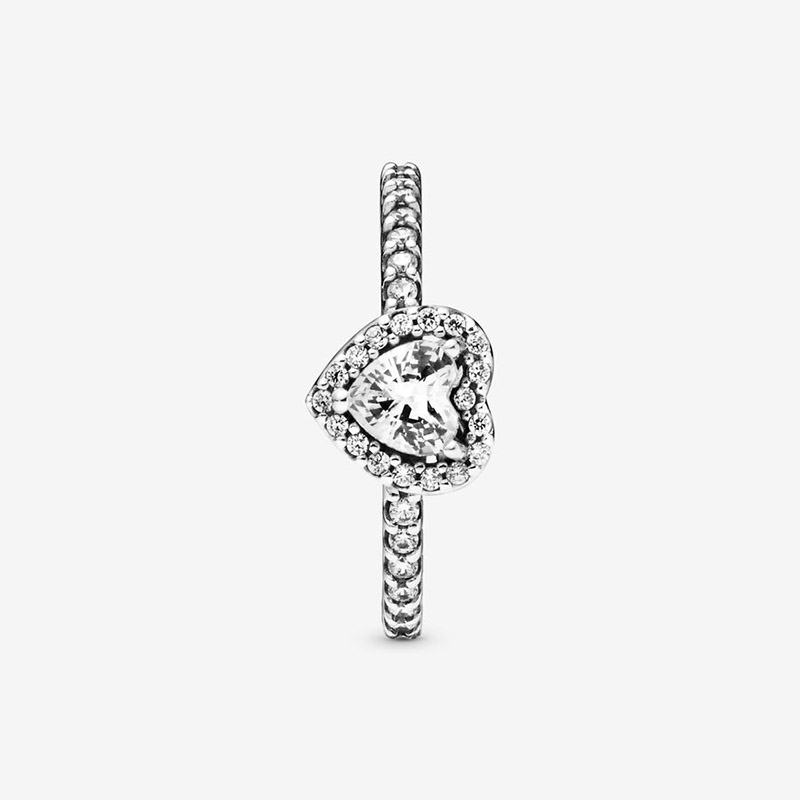 Sparkling Elevated Heart Ring Personalized Engraved Ring
