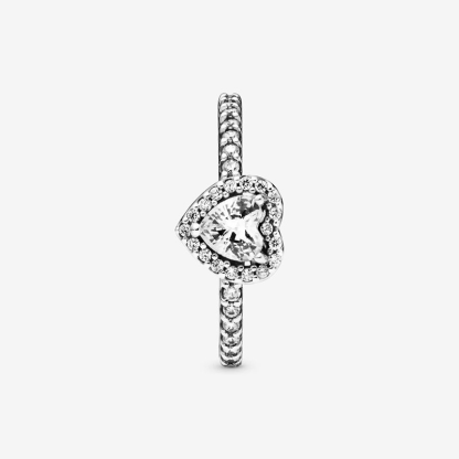 Sparkling Elevated Heart Ring Personalized Engraved Ring