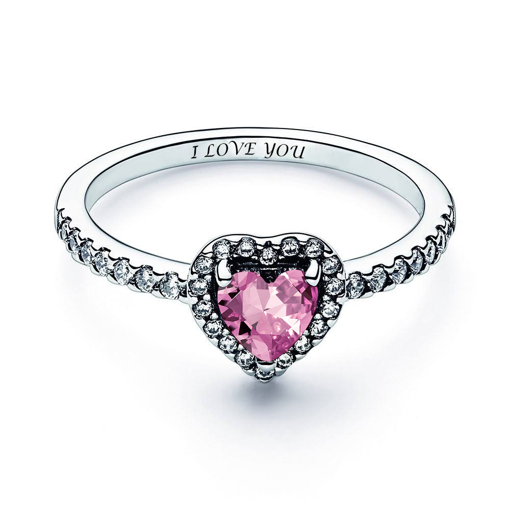 Sparkling Elevated Heart Ring Personalized Engraved Ring