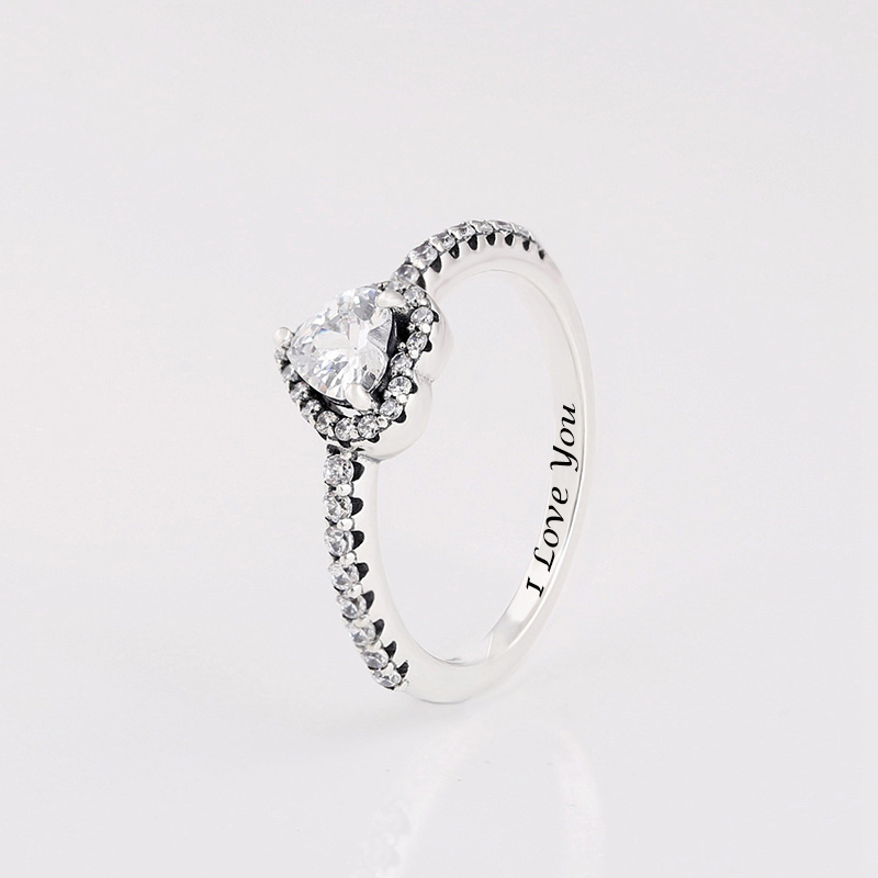 Sparkling Elevated Heart Ring Personalized Engraved Ring