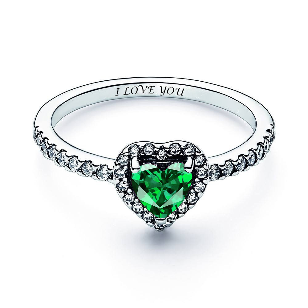 Sparkling Elevated Heart Ring Personalized Engraved Ring