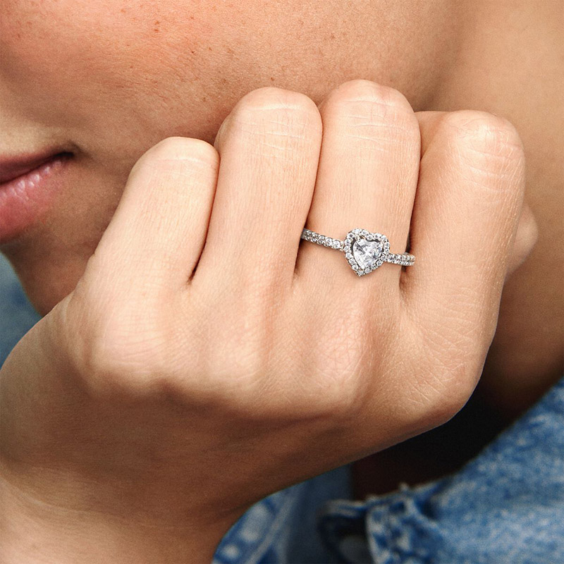 Sparkling Elevated Heart Ring Personalized Engraved Ring