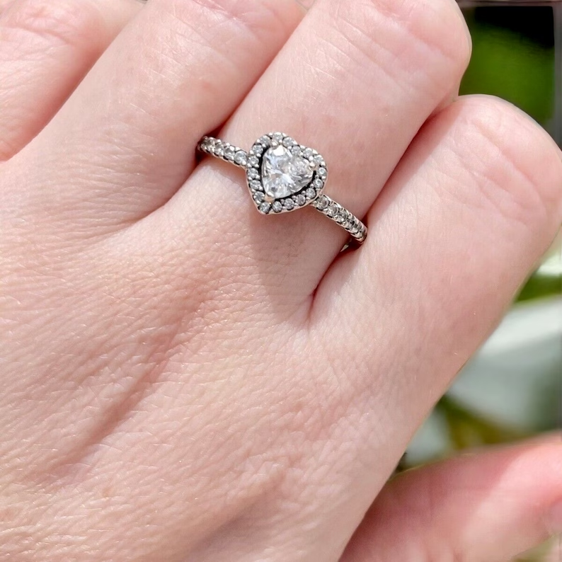 Sparkling Elevated Heart Ring Personalized Engraved Ring