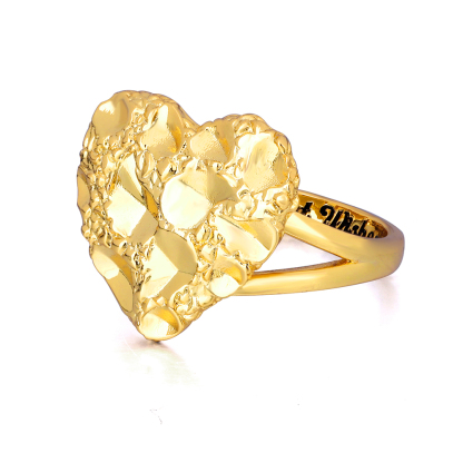 Gold Plated Heart Love Nugget Ring Custom Engraved Ring