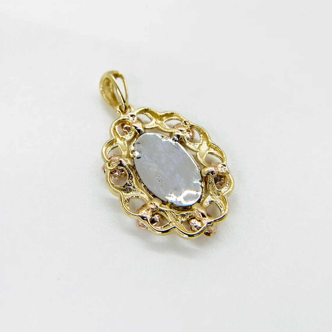 Virgen Maria Rose Round Circle Pendant Necklace Ring And Stud Earrings