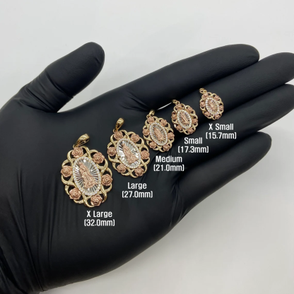 Virgen Maria Rose Round Circle Pendant Necklace Ring And Stud Earrings