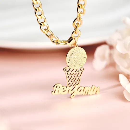Sport Ball Nameplated Pendant Personalized Name Necklace And Name Bracelet