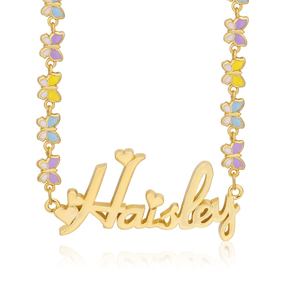 Chic Butterfly Chain Heart Nameplate Necklace