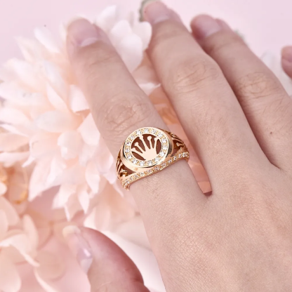 Zircon Crown Personalized Double Layer Name Necklace And Crown Ring Set