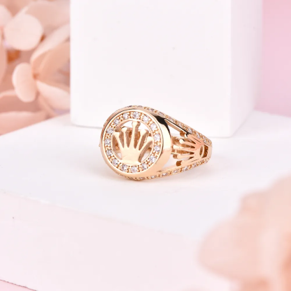 Zircon Crown Personalized Double Layer Name Necklace And Crown Ring Set