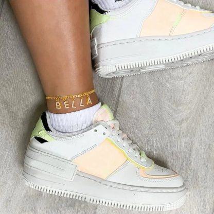 Zircon Nameplate Gold Plated Personalized Name Anklet