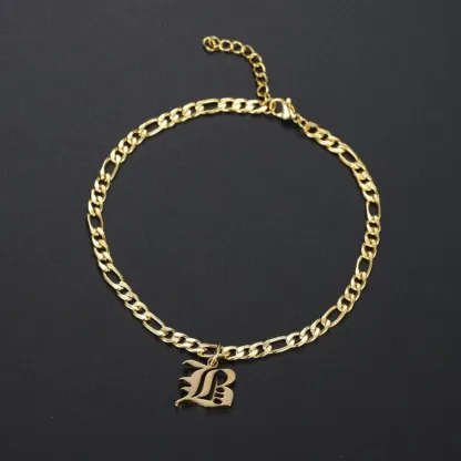 Old English Letter Anklet Personalized Gold Plated Initial Anklet