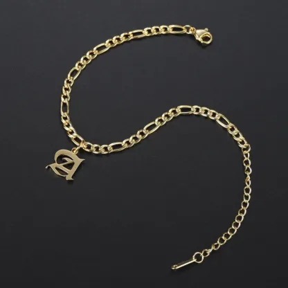 Old English Letter Anklet Personalized Gold Plated Initial Anklet