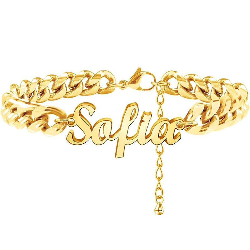 Cuban Chain Gold Plated Name Anklets Personalized Cutom Name Anklets
