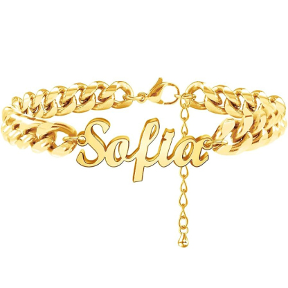 Cuban Chain Gold Plated Name Anklets Personalized Cutom Name Anklets