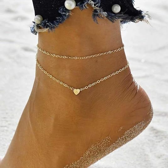 Personalized Custom Initial Anklet Gold Plated Heart Charm Pendant Anklet