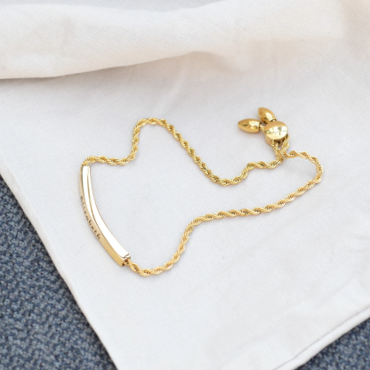 Twist Chain Personalized Engraved Bar Bracelet Birthsday Gift