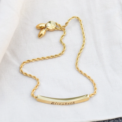 Twist Chain Personalized Engraved Bar Bracelet Birthsday Gift