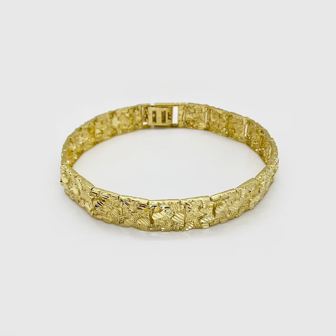 Gold Plated Nugget Vintage Link Classic Bracelet