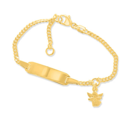 Gold Plated Angel Pendant Personalized Engraved Bracelet 