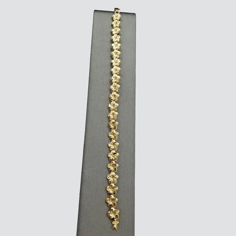 Gold Plated Nugget Flower Shaped Pendant Bracelet