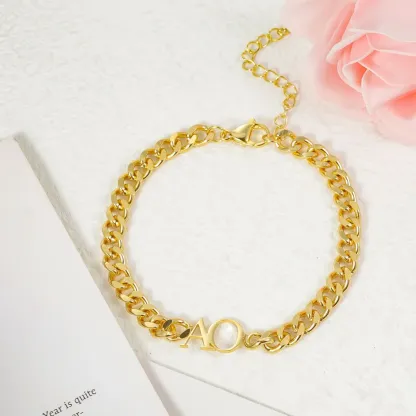 Initial Two Letters Bracelet Personalized Custom Letter Bracelet 