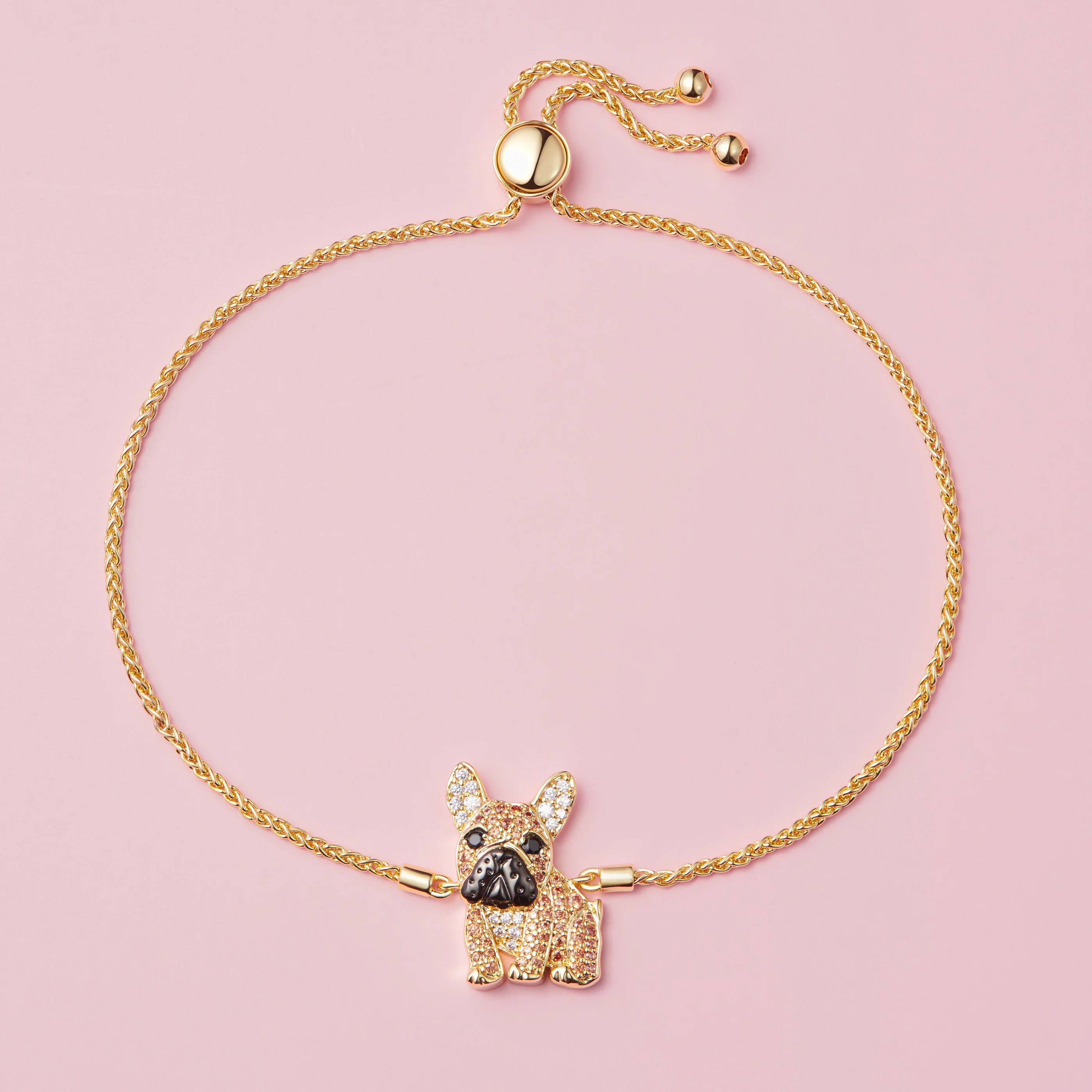 French Bulldog Pendant Gold Plated Bracelet Animal Dog Bracelet 