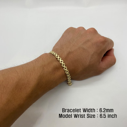 Rolex Style Link Chain Gold Plated Bracelet