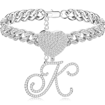 Cubic Zirconia CZ Initial Bracelet Personalized Custom Initial Bracelet