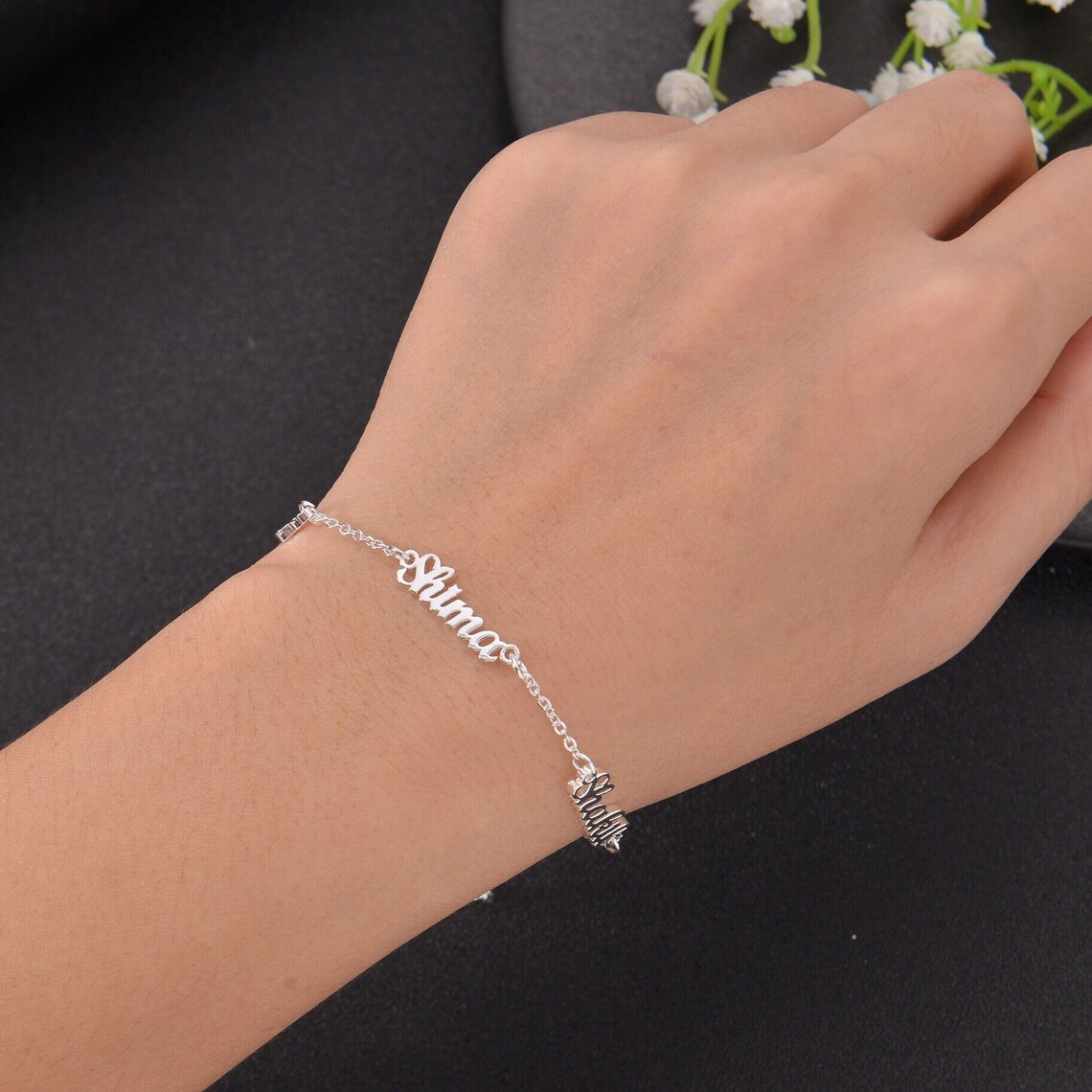 Gold Plated Triple Nameplated Personalized Custom Name Bracelet