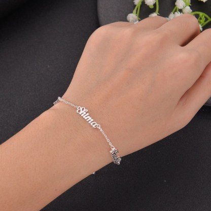 Gold Plated Triple Nameplated Personalized Custom Name Bracelet
