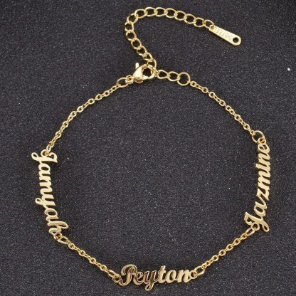 Gold Plated Triple Nameplated Personalized Custom Name Bracelet