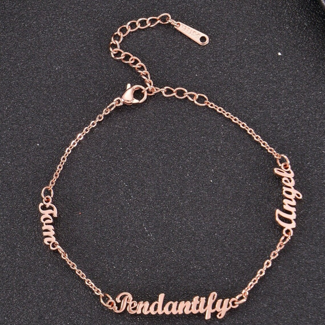 Gold Plated Triple Nameplated Personalized Custom Name Bracelet