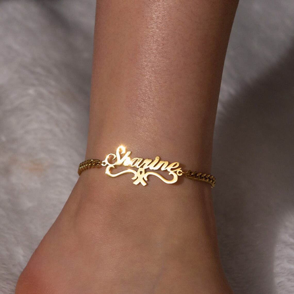 Gold Plated Cuban Chain Personalized Custom Name Bracelet