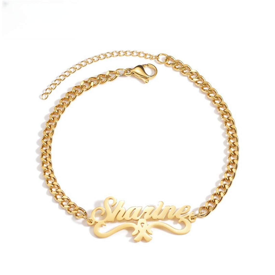 Gold Plated Cuban Chain Personalized Custom Name Bracelet