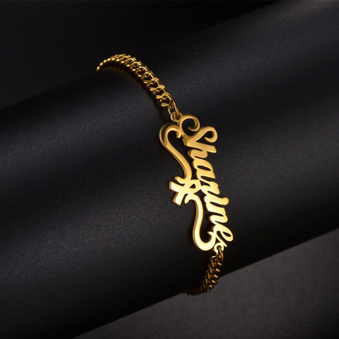 Gold Plated Cuban Chain Personalized Custom Name Bracelet