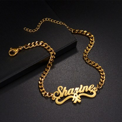 Gold Plated Cuban Chain Personalized Custom Name Bracelet
