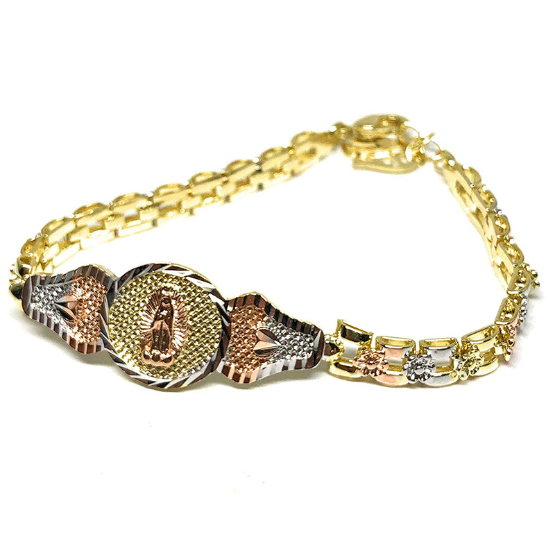 Gold Plated Tricolor Virgin Mary Bracelet 