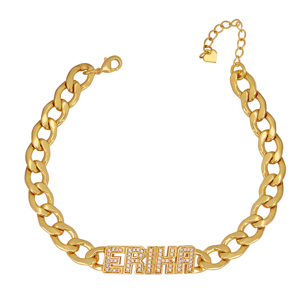 Thick Cuban Link Bracelet Gold Plated Personalized Name Bracelet