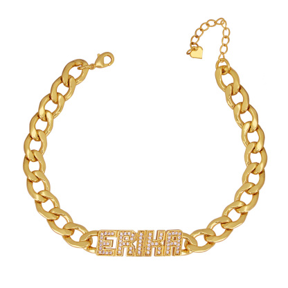 Thick Cuban Link Bracelet Gold Plated Personalized Name Bracelet