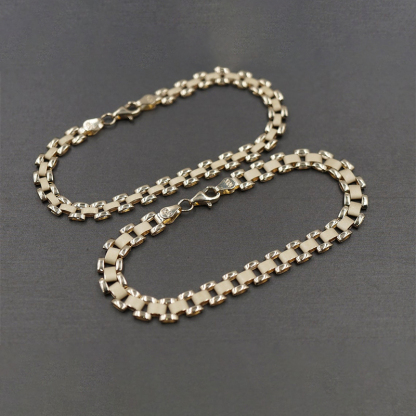 Rolex Style Link Chain Gold Plated Bracelet 5.3mm 6.3mm Width