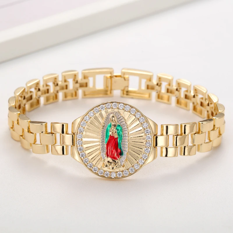Religious Virgin Mary RX Style Watch Band Chain Zircon Bracelet